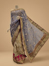 Royal Tussar Net Embroidered Saree With Unstitched Blouse