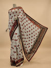 White Chiffon Embroidered Saree With Unstitched Blouse