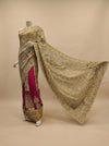 Tussar Rani Foil Net Embroidered Saree With Unstitched Blouse