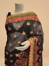 Black Georgette Embroidered Saree With Unstitched Blouse