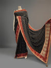 Black Crepe Embroidered Saree With Unstitched Blouse