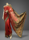 Maroon Chiffon Embroidered Saree With Unstitched Blouse