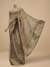 Tussar Gajari Net Embroidered Saree With Unstitched Blouse