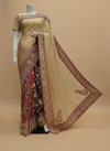 Tussar Foil Lace Embroidered Saree With Unstitched Blouse