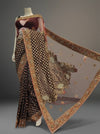 Black Upada Silk Embroidered Saree With Unstitched Blouse