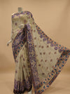 Tussar Chiffon Embroidered Saree With Unstitched Blouse