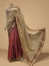 Tussar Net Khaddi Embroidered Saree With Unstitched Blouse