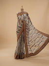 White Net Embroidered Saree With Unstitched Blouse