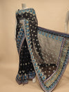 Black Chiffon Embroidered Saree With Unstitched Blouse