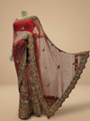 Maroon Net Embroidered Saree With Unstitched Blouse
