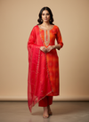 Soft As A Sunrise Coral Organza Unstitched Salwar Kameez With Organza Dupatta