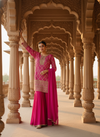 Timeless Elegance Rani Crepe Readymade Suit And Plazzo With Chinon Dupatta