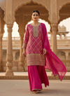 Timeless Elegance Rani Crepe Readymade Suit And Plazzo With Chinon Dupatta