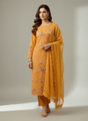 Panna Sunshine Charm Mustard Organza Unstitched Salwar Kameez With Chiffon Dupatta