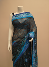 Black Chiffon Embroidered Saree With Unstitched Blouse