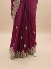 Magenta Organza Embroidered Saree With Unstitched Blouse