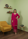 Rani Dola Readymade Sharara Set With Organza Dupatta