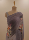 Grey Georgette Saree With Unstitched Blouse