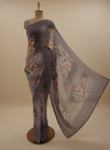 Grey Georgette Saree With Unstitched Blouse
