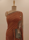 Copper Georgette Saree With Unstitched Blouse