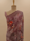 Off White Onion Georgette Saree With Unstitched Blouse