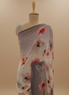 Off White Grey Georgette Saree With Unstitched Blouse