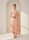 Graceful Flow Peach Georgette Unstitched Salwar Kameez With Georgette Dupatta