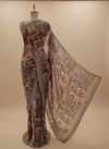 Olive Georgette Saree With Unstitched Blouse