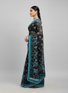 Black Georgette Embriodered Saree With Unstitched Blouse