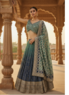 Rama Navy Tissue Lehenga Set And Tissue Dupatta With Readymade Blouse