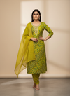 Wrapped in Elegance Pista Cotton Unstitched Salwar Kameez With Chiffon Dupatta