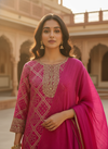 Timeless Elegance Rani Crepe Readymade Suit And Plazzo With Chinon Dupatta