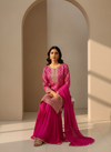 Timeless Elegance Rani Crepe Readymade Suit And Plazzo With Chinon Dupatta