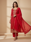 Grace Redefined Red Unstitched Cotton Salwar Kameez With Cotton Dupatta