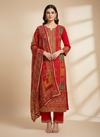 Soft As A Sunrise Coral Crepe Unstitched Salwar Kameez With Chiffon Dupatta