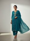 Dive Into Elegance Firozi Cotton Unstitched Salwar Kameez With Cotton Dupatta