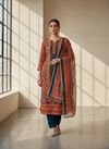 Classic Beauty In Navy Blue Crepe Unstitched Salwar Kameez With Chiffon Dupatta