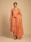 Soft As A Sunrise Coral Georgette Unstitched Suit With Chiffon Dupatta
