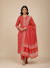 Grace Redefined Red Cotton Unstitched Salwar Kameez With Cotton Dupatta