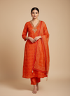 Soft As A Sunrise Coral Organza Unstitched Salwar Kameez With Chiffon Dupatta