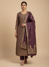 Regal And Radiant Garnet Shimmer Unstitched Salwar Kameez With Cotton Dupatta