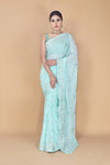 Georgette Embroidered Saree With Zari Thread Work