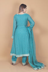 Georgette Readymade Suit With Organza Dupatta