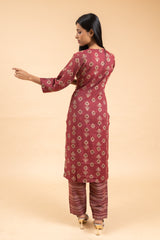 Cotton Kurti And Pant With Mirror Work & Sequence Work