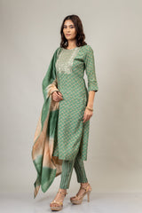 Cotton Kurti And Pant With Cotton Dupatta