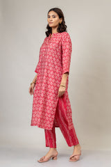 Cotton Kurti And Pant With Floral Print