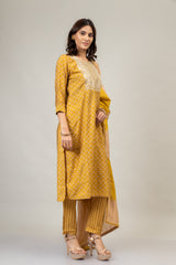 Cotton Kurti And Pant With Cotton Dupatta