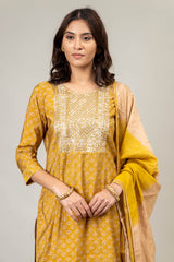 Cotton Kurti And Pant With Cotton Dupatta