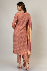 Cotton Kurti And Pant With Cotton Dupatta