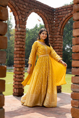 Organza Floor Length Readymade Suit With Chinon Dupatta (Ft:-Manali Gandhi)
